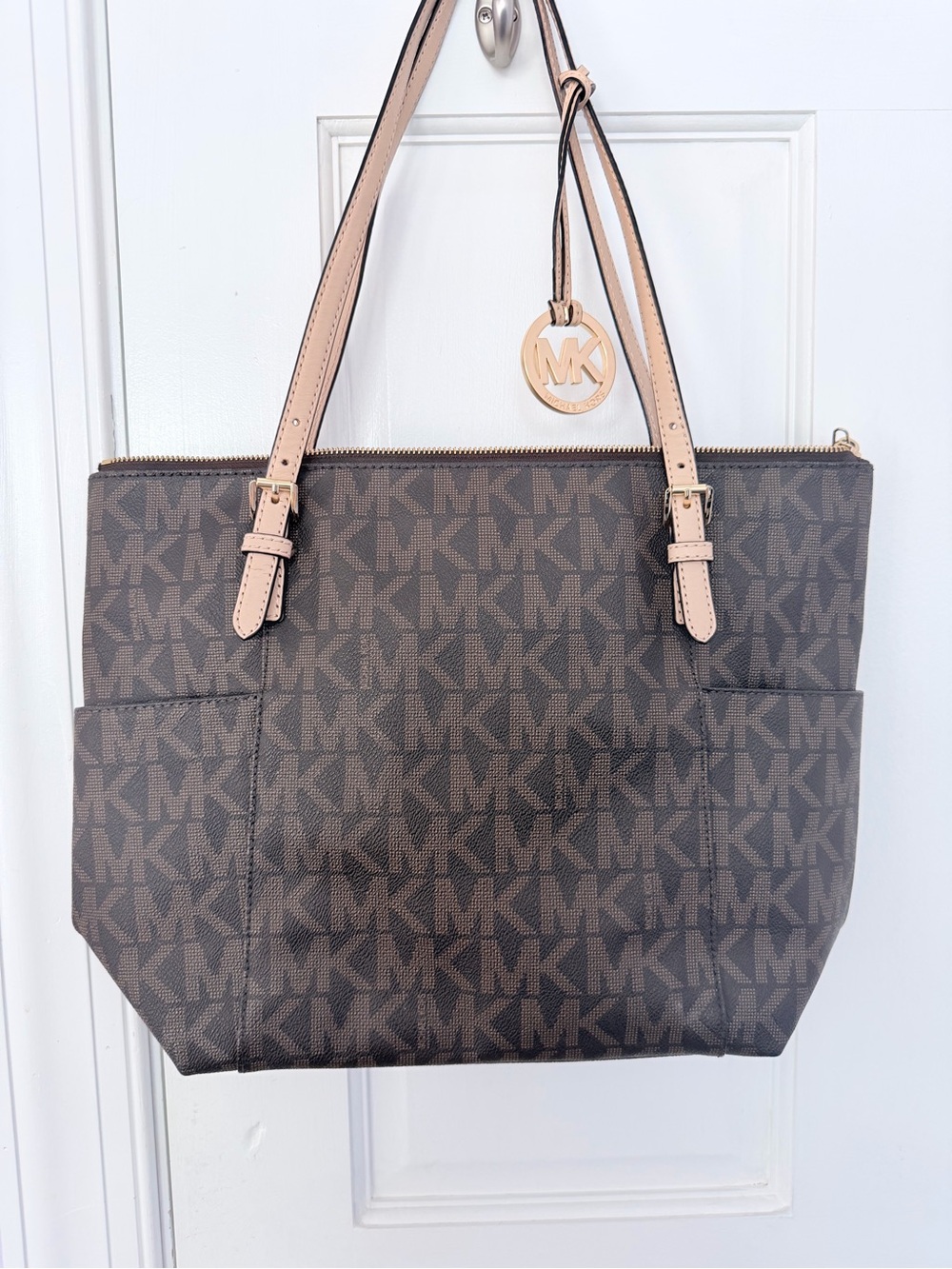 Michael Kors Brown Logo Tote with Tan Handles